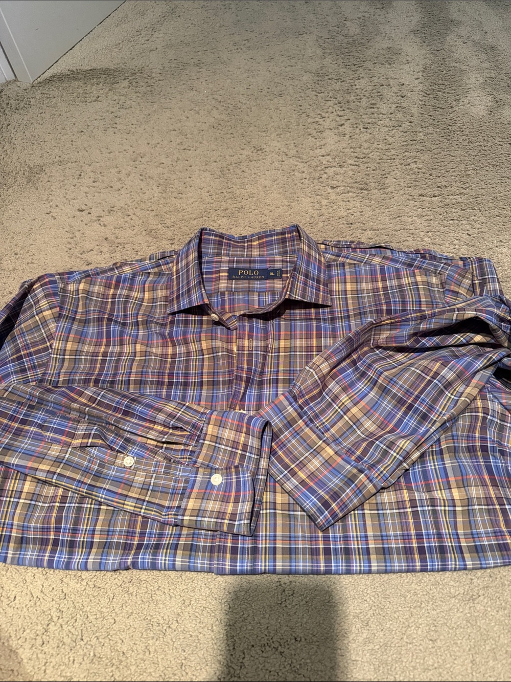 Polo by Ralph Lauren Blue and Purple Multi-Plaid Button-Down Shirt